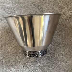 Vintage MCM Stanley Roberts Stainless Steel Salad Bowl Modern Large 10”x7”
